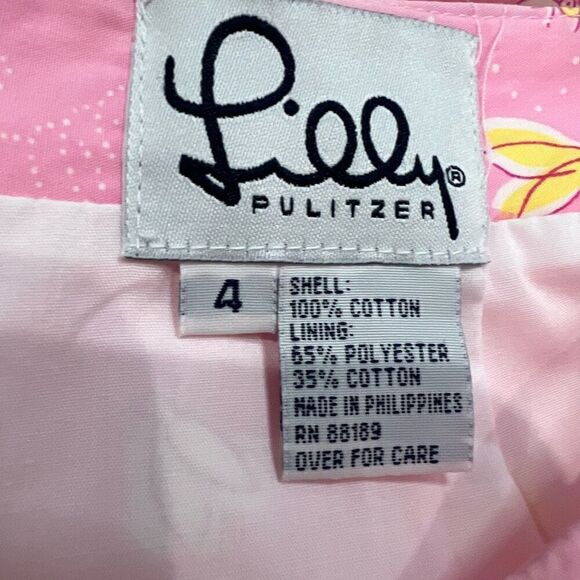 Lilly Pulitzer Pink Firefly Mini Skirt Vintage White Label Sz 4 - Picture 3 of 6